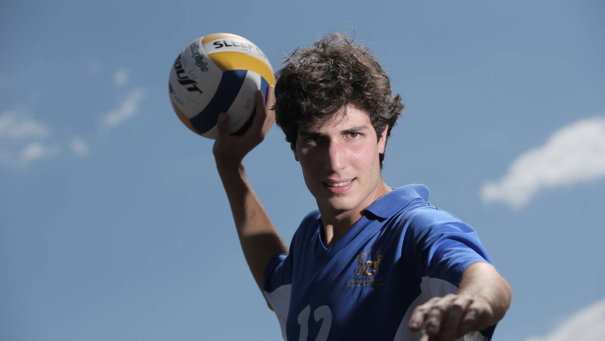 Gianni Grassi, 19, from Italy is playing in the seaside volleyball tournament this weekend. Picture: VICKY HUGHSON