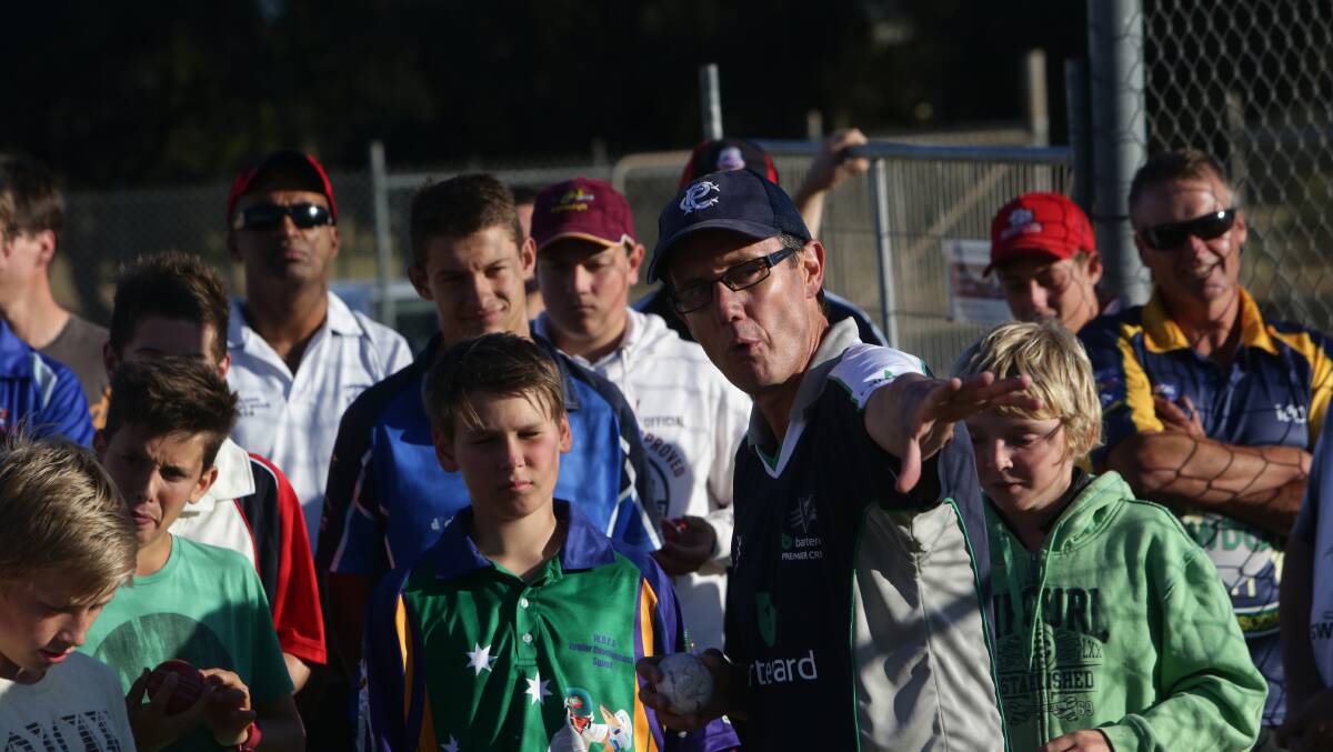 Bryce McGain, former Victorian spinner running a spin bowling clinic at Reid Oval. Picture: AARON SAWALL