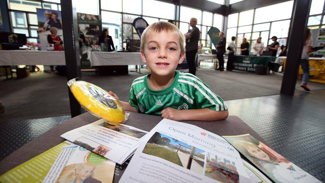 Expo visitor Harry Lucas, 5, from Warrnambool, will start his school career next year.