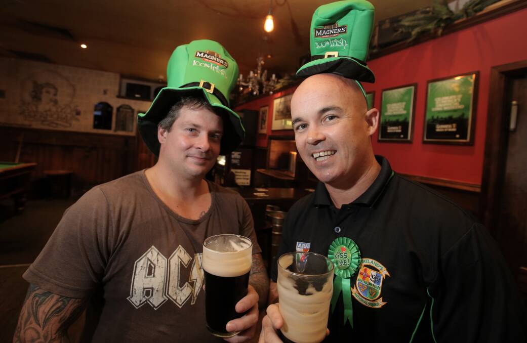 Nathan Davies and Matt McMahon, both of Warrnambool, enjoy St Patrick's Day at the Seanchai.