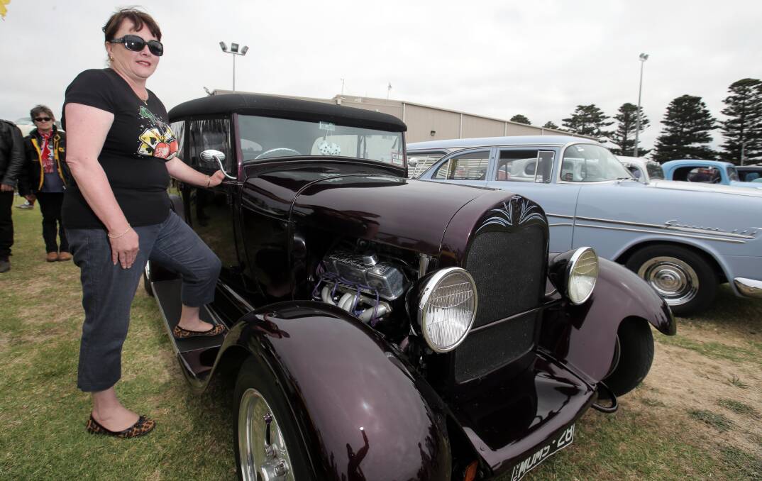 Kerryn Dwyer, of Noorat, a member of the South West Street Rodders, with her 1928 Ford Tourer. 