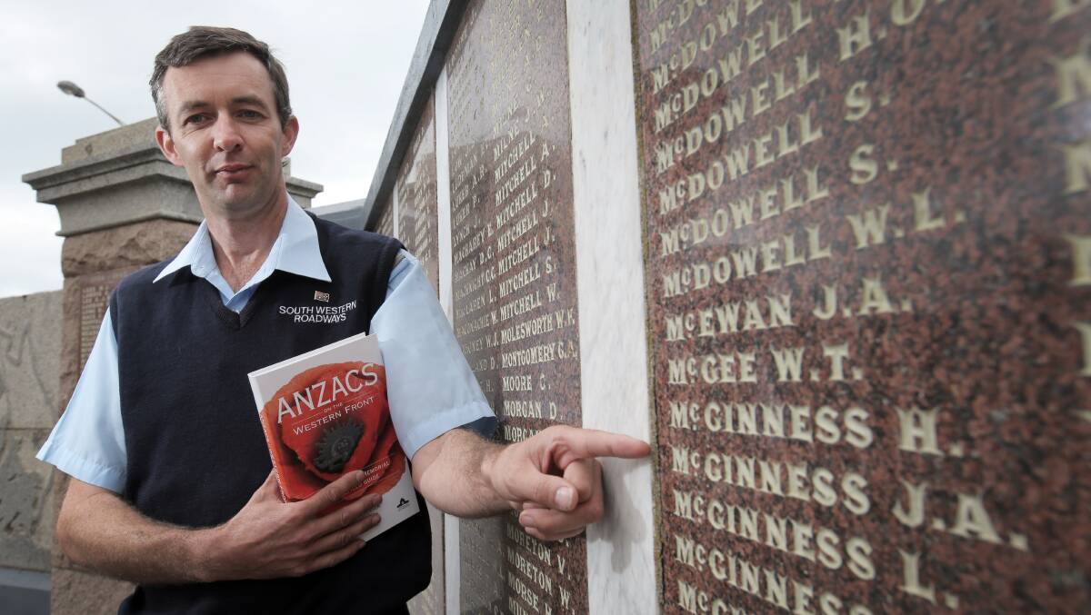 Aspiring author, local historian and RSL Warrnambool memorabillia officer David McGinness has a book detailing the Warrnambool Gallipoli veterans. Picture: ROB GUNSTONE