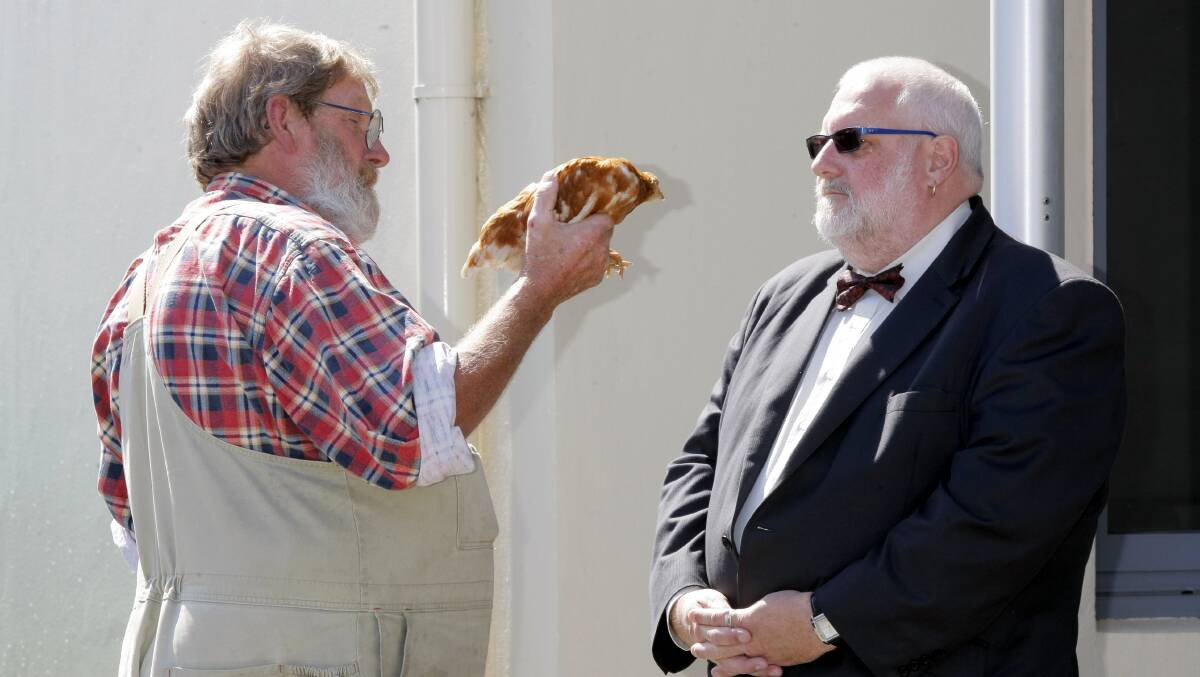 Allan "Swampy" Marsh protests his case to Moyne Shire Council CEO David Madden last year.