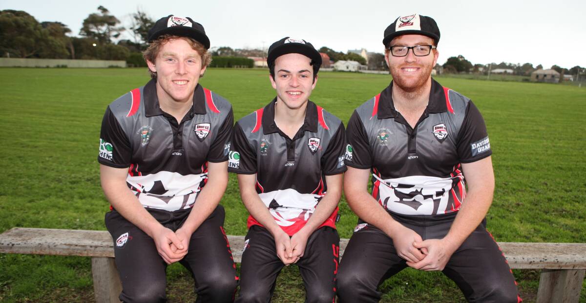 EYES ON THE PRIZE: New Koroit cricket captain-coach Paddy Sinnott (left), Seamus Brady and Matthew Webster are hoping their team can take out WDCA's second division this summer.