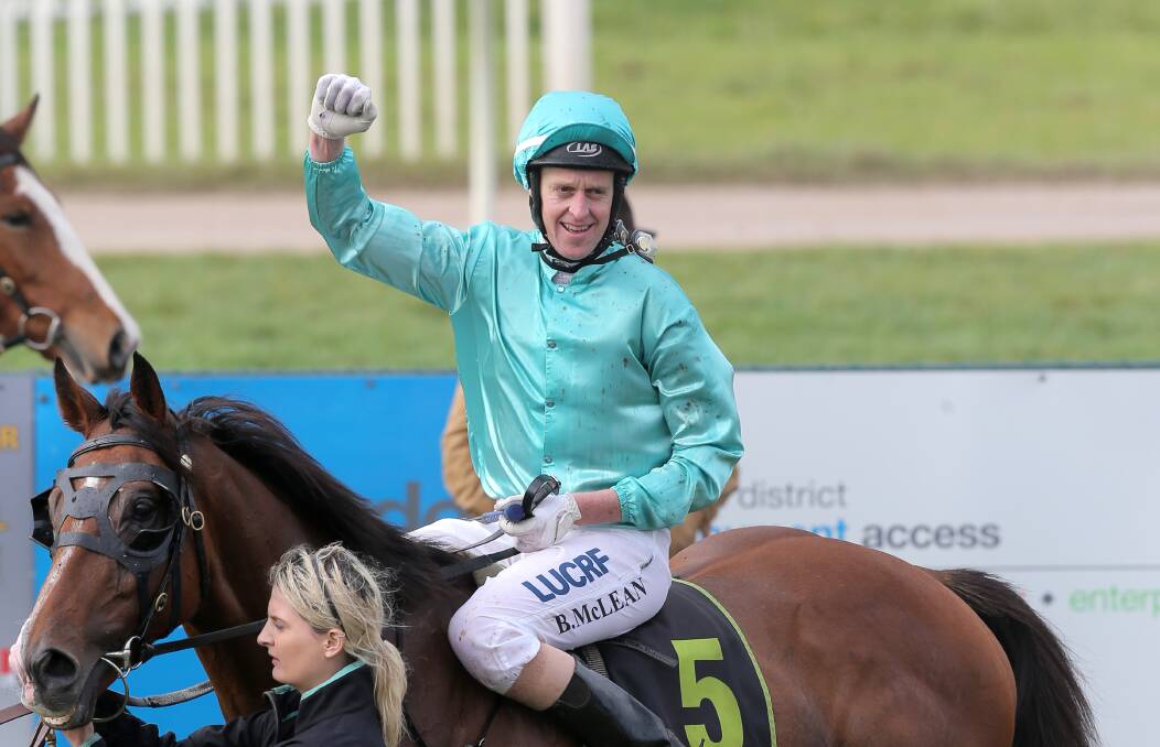 WINNER: Jockey Brad McLean has his second feature jumps win for the season. He is pictured after his Warrnambool Brierly Steeplechase win earlier this month.