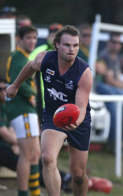 Jesse Dalton starred with nine goals in a best-on-ground performance for Nirranda on Saturday. He is pictured earlier this season against Old Collegians.