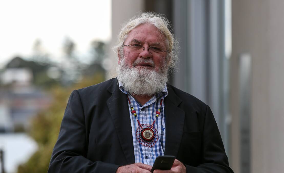 'SHOW trial': Geoff Clark outside Warrnambool Magistrates Court on Friday ... 'We see this as a show trial ... it's especially disappointing to me and my family that we're faced with this."