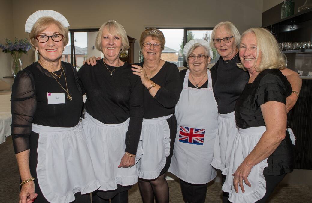 SERVING A GOOD CAUSE: Julie Henderson, Carol Parsons, Carol Keane, Cathryn Keane, Jackie Busse and Jacqui Fisher dressed up as royal servants for the high tea. Picture: Christine Ansorge