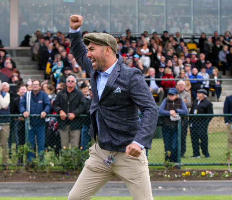 Privilege: Warrnambool trainer Symon Wilde celebrates his win in last year's Grand Annual ... "There has to be give and take. And we have to look at longevity." Picture: Rob Gunstone
