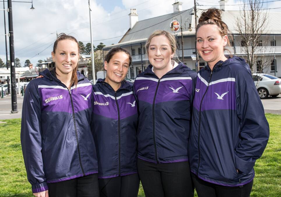 THE TEAM: Port Fairy netballers Jemmah Lynch, Renae Taylor, Kirsten Noonan and Myra Murrihy on Wednesday. Picture: Christine Ansorge