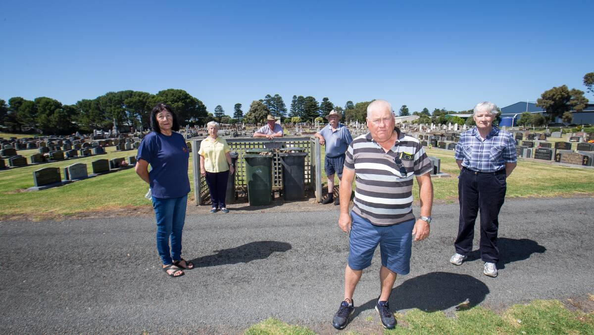 COST: Port Fairy Public Cemetery Trust members Maria Cameron, Wendy Fawns, Geoff Youl, Max Cameron, Malcolm Chamberlain and Jeanette Robertson. Picture: Christine Ansorge