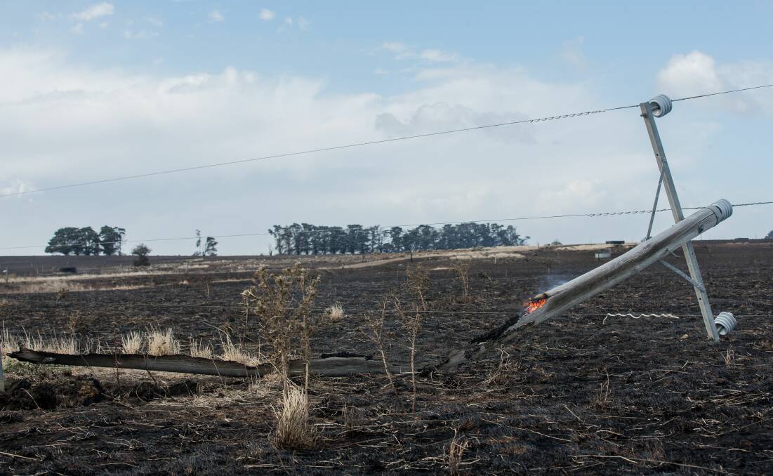 The pole that snapped and started The Sisters-Garvoc bushfire.