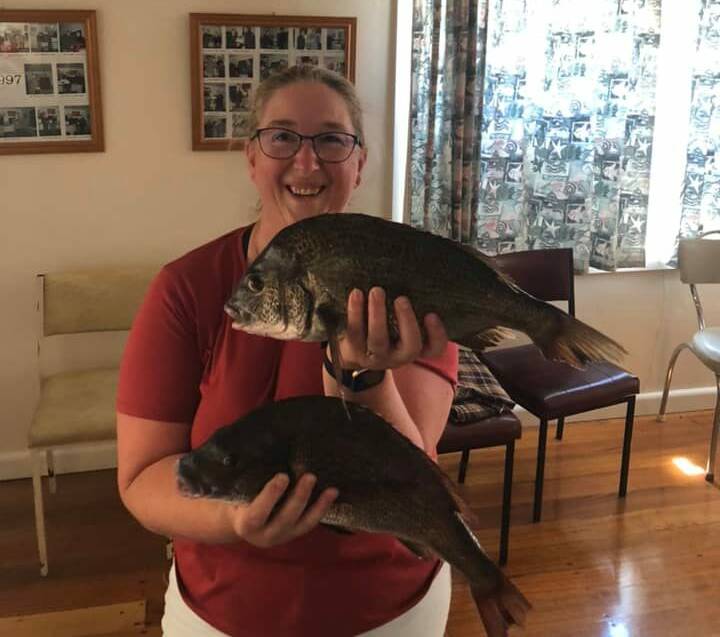WINNER: Wendy Pemberton's bream from the Hopkins River was caught during an Allansford and District Angling Club competition.