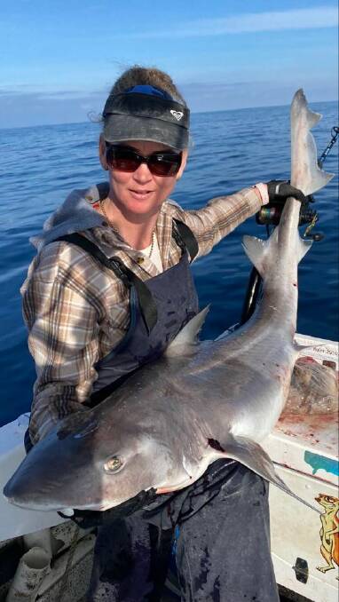 CATCH: Anne-Marie Oosthuizen's 26 kilogram gummy shark.