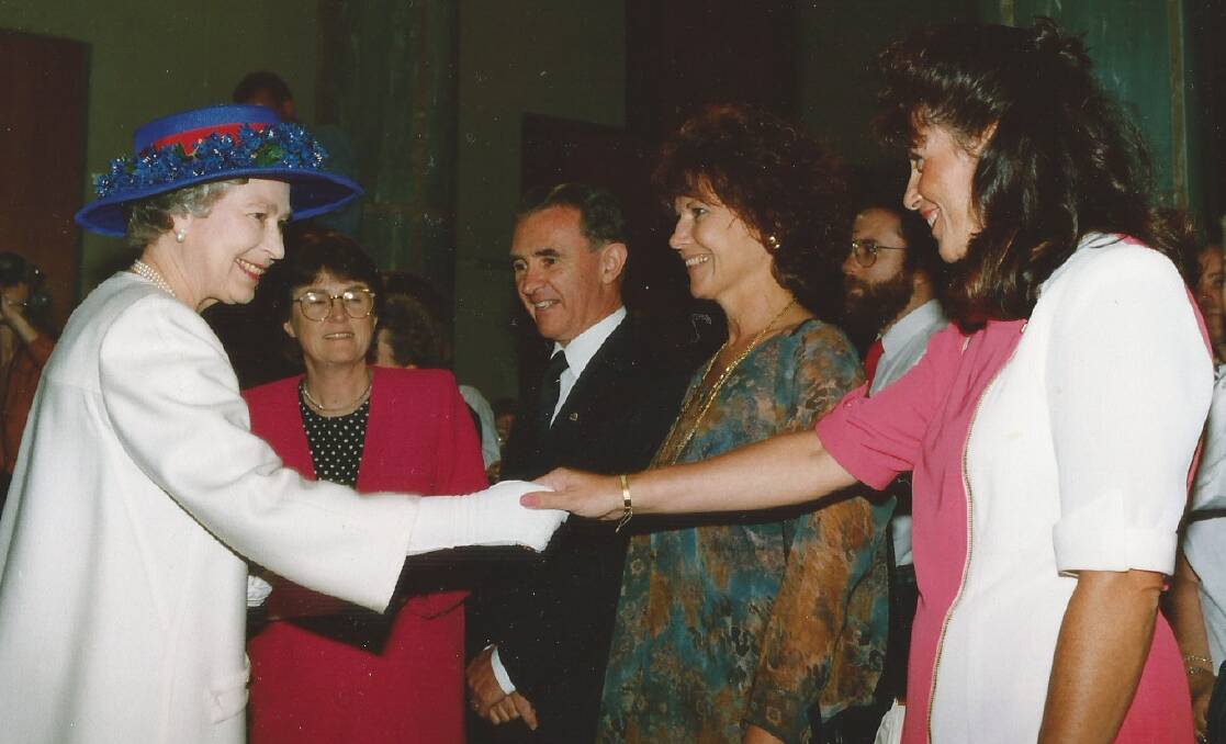 Chrissie Standen, then Chrissie O'Brien, meets the Queen in Canberra in 1992.