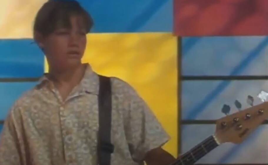 Chris Joannou, his shirt neatly tucked in, in the 1993 telethon performance. Picture by NBN Television