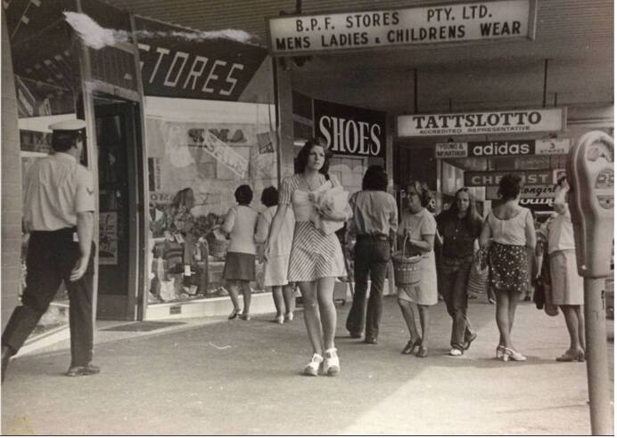 Shoppers outside BPF Stores in the mid 1970s
