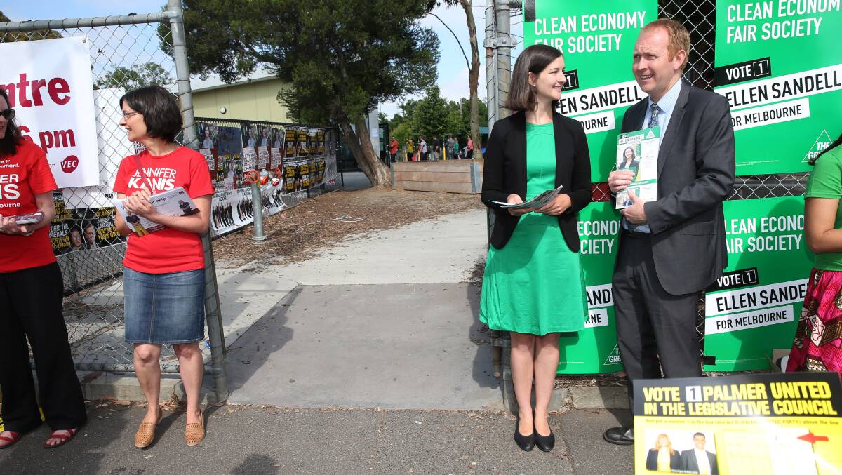 State Greens leader Greg Barber with Melbourne candidate Ellen Sandell at last year's state election.