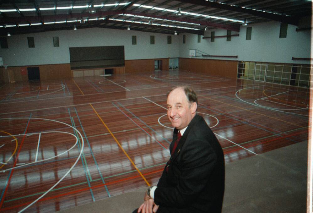 Brauer College principal Duncan Stalker in the school's new gymnasium in 1998