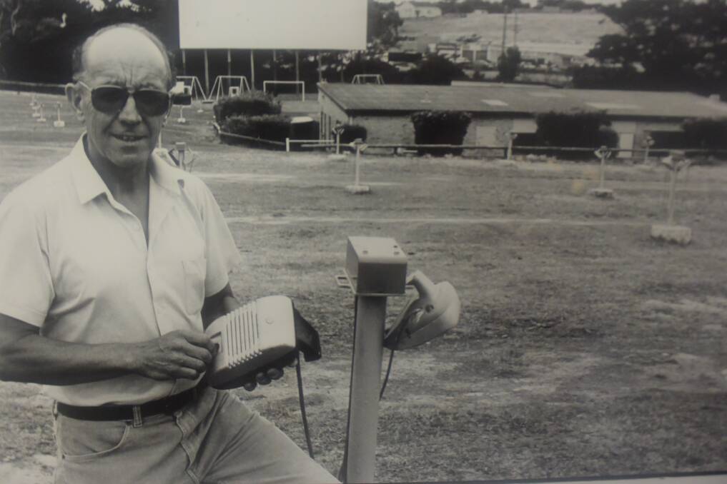 Warrnambool Drive-Inn Cinema owner Stan Stevens in 1984 prior to the site closing the following year.