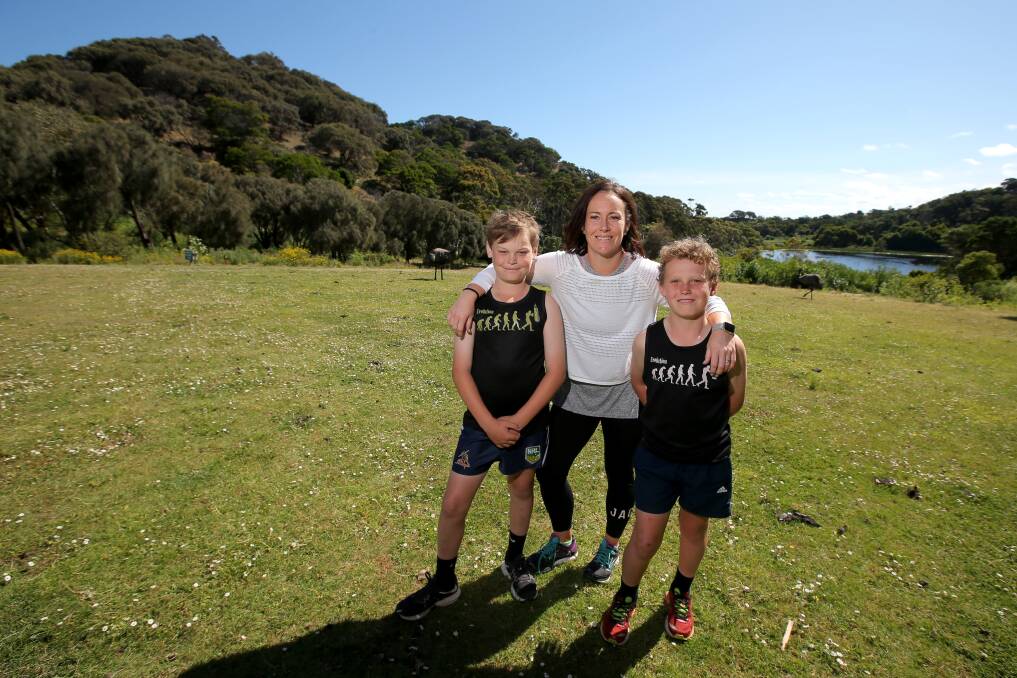 Koroit's Jasper Grayland, 12, Kylie Grayland and Jett Grayland, 9, will all be taking part in the 2016 Tower Hill Challenge. Picture: Rob Gunstone


