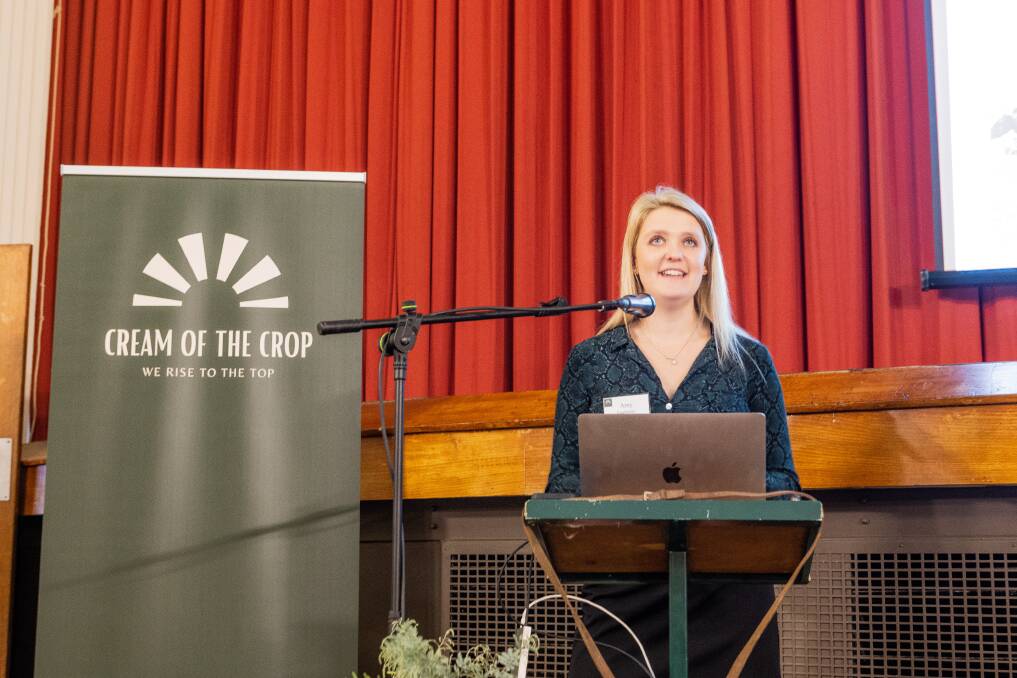 International keynote speaker Amy Eggleston at the Cream of the Crop conference at the Koroit Theatre. Picture: Anthony Brady