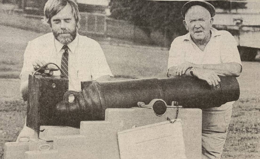 FIRING: Port Fairy Borough engineer John Bock and historian Pat Glover.