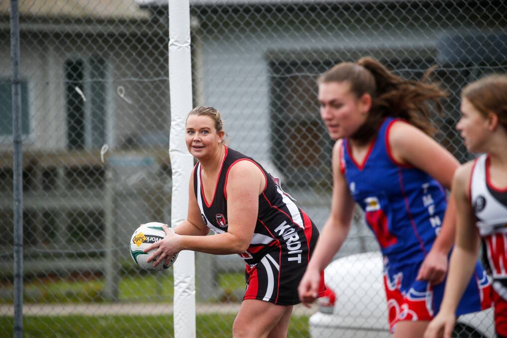 VALUABLE: Emily Batt remains an important player for Koroit in open netball as the Saints aim to stay inside the top five on the ladder. Picture: Anthony Brady 