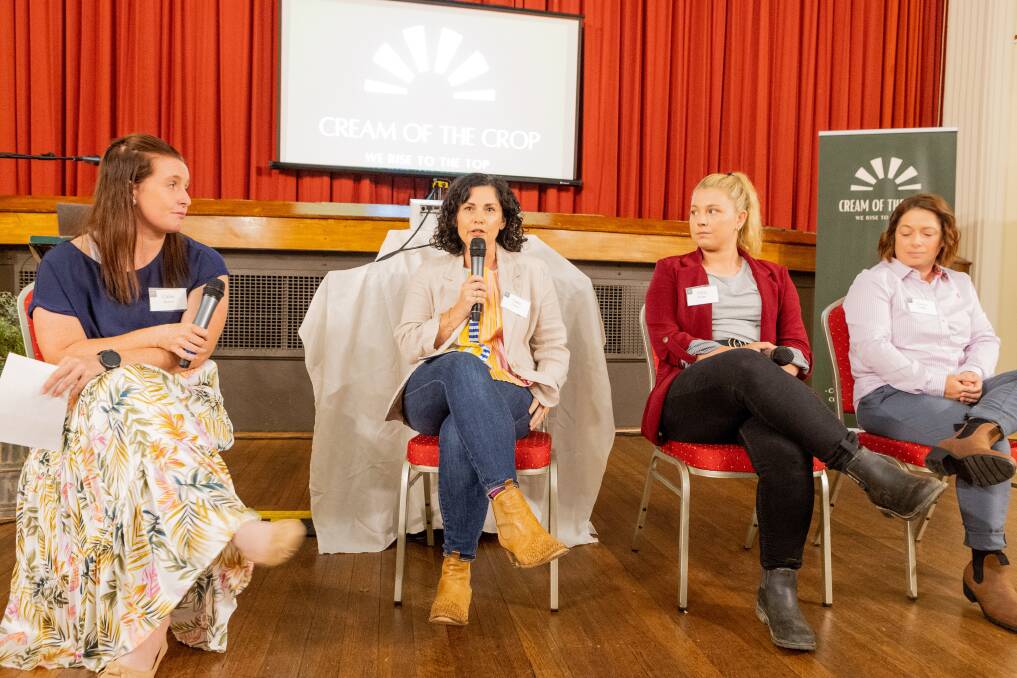 Chloe Brown, Tania Luckin, Celia Hobbs and Jessica Knight at the Cream of the Crop conference at the Koroit Theatre. Picture: Anthony Brady
