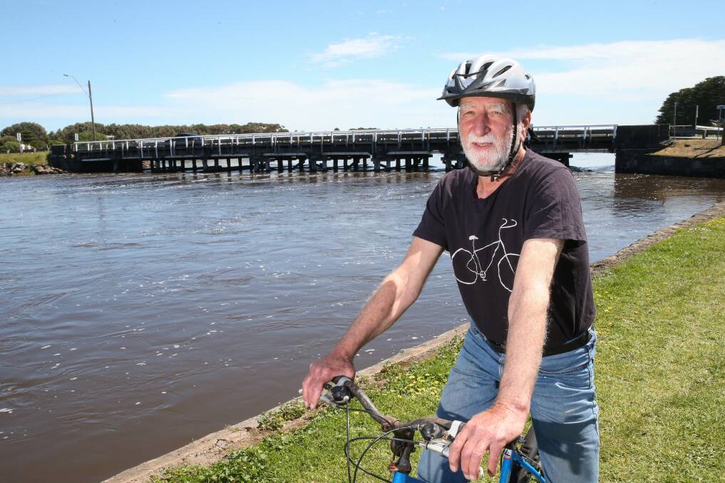 RIDE ON: Paul Bucci in his role as a member of the Port Fairy Bicycle Action Group.Mr Bucci is leaving town to live in Geelong.