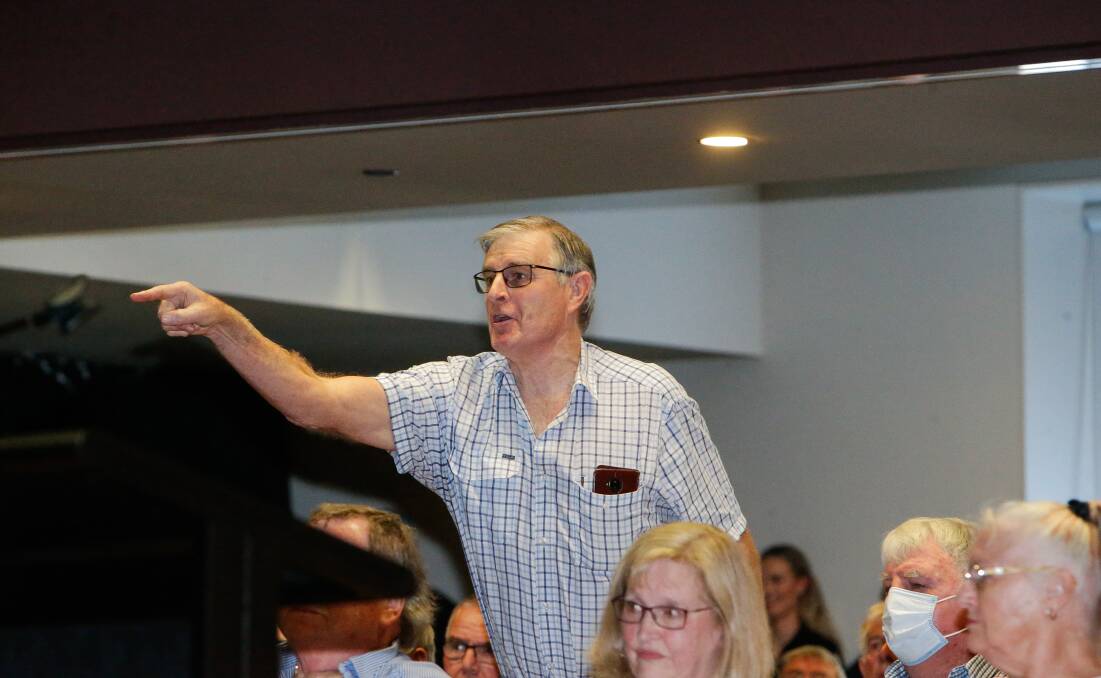 An angry Robert McCrabb addresses Warrnambool City Council about the city's saleyards. Picture by Anthony Brady
