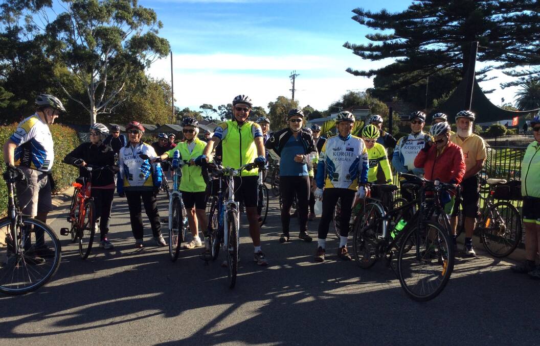 ON THEIR BIKE: Part of the group of cyclists from Port Fairy and Koroit that headed to South Australia last week to take on four rail trails.  