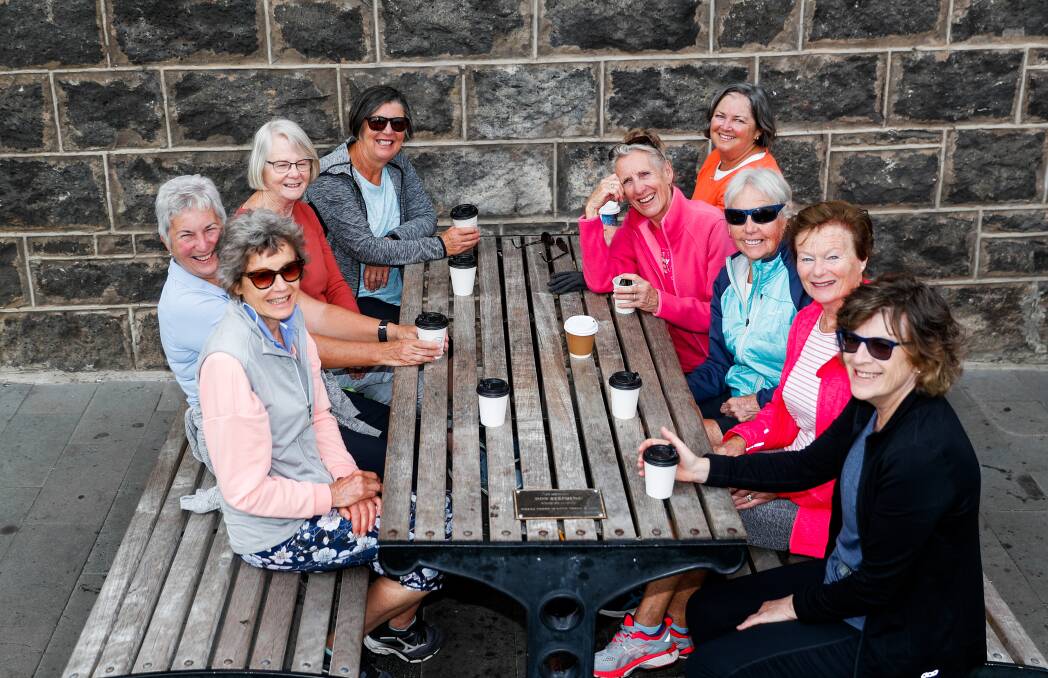  CATCH UP: The Tuesday walkers enjoy a coffee and chat at Fiddler's Green.