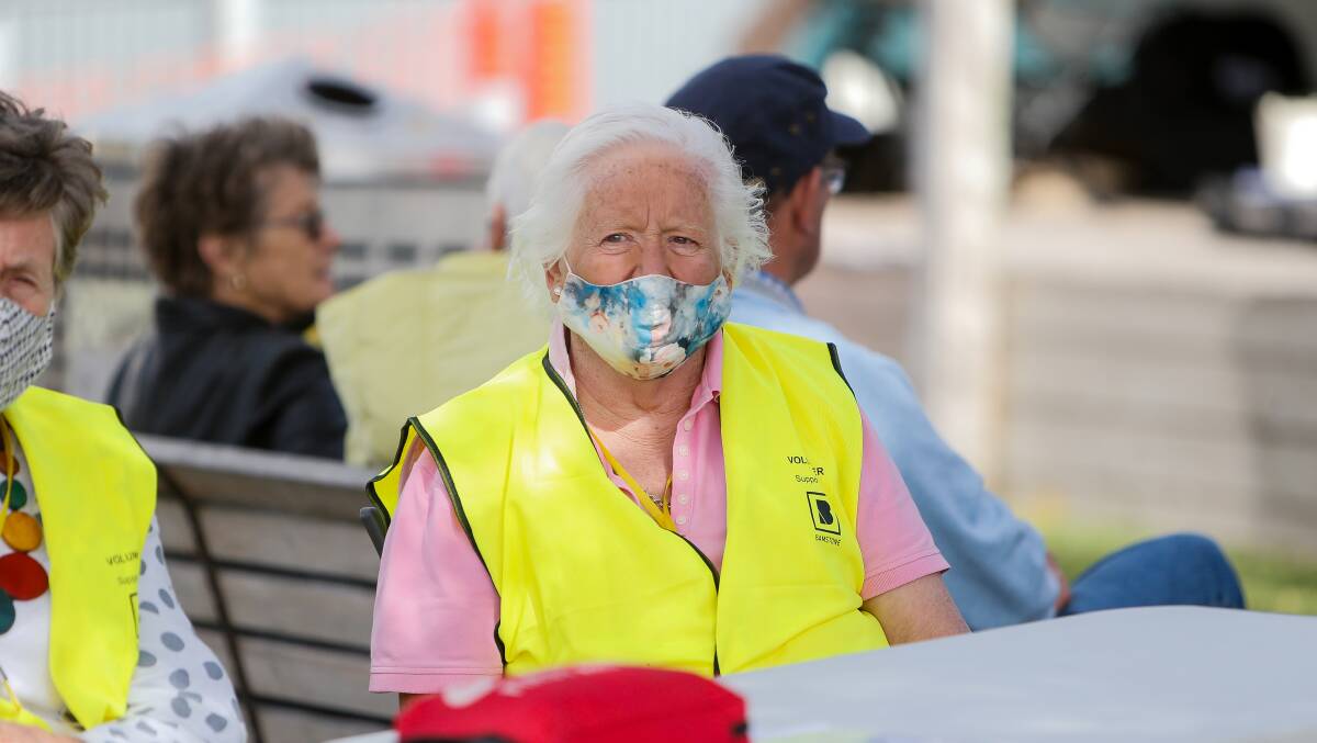 HELPING: Port Fairy's Marg Broers volunteers on the gate at the Port Fairy Jazz on the Green event. Picture: Anthony Brady 