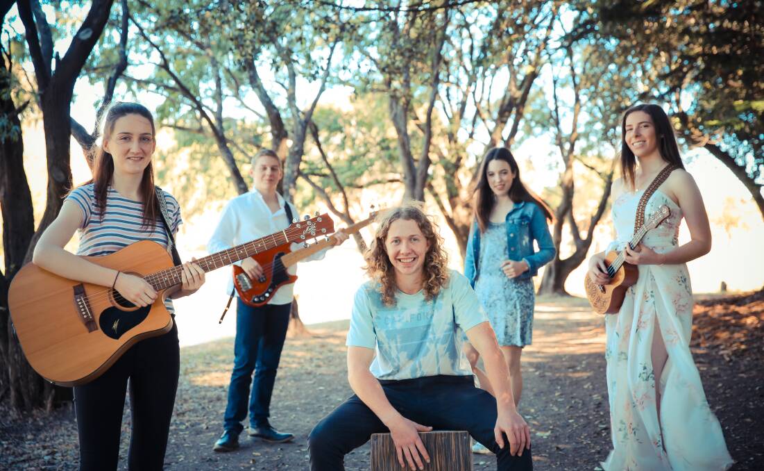 TALENTED: Since Tuesday band members Maddi Cram, Cass Chellis, Beau Dixon, Sophie von Tunk and Trish Thompson. The Portland band will play at The Loft in Warrnambool tonight.