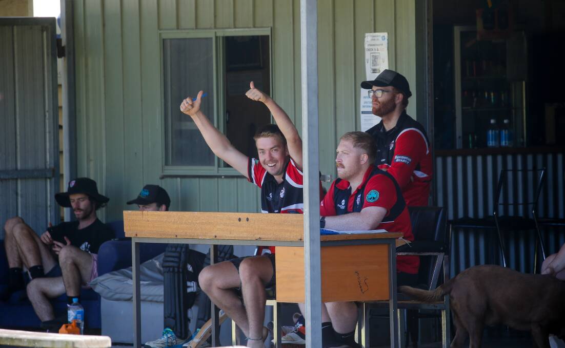 HAPPY: Koroit's Bailey Gardiner gives the thumbs up while scoring. Gardiner was a star with the ball last weekend.