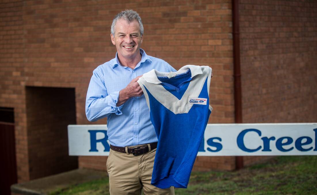 EVERYTHING OLD IS NEW AGAIN: Former Russells Creek champion Robbie O'Connor with his jumper from his playing days. The club will wear this design in 2019.