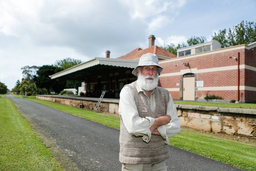 Warrnambool to Port Fairy Rail Trail committee secretary Ian Bodycoat at the restored Koroit Railway Station. Picture by Anthony Brady