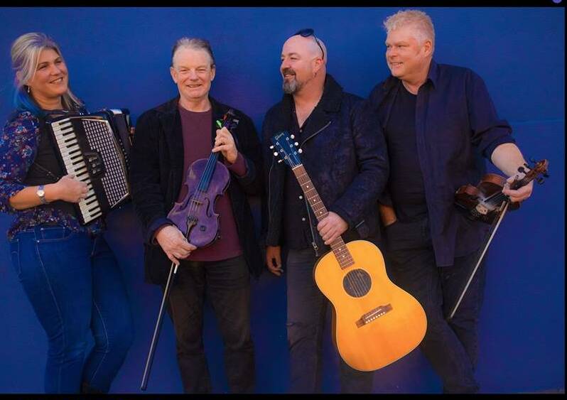 COMING TO TOWN: Simon McCullough (third from left) with his Southern Ocean Rivers band. The band will play two shows in the south-west this weekend. 