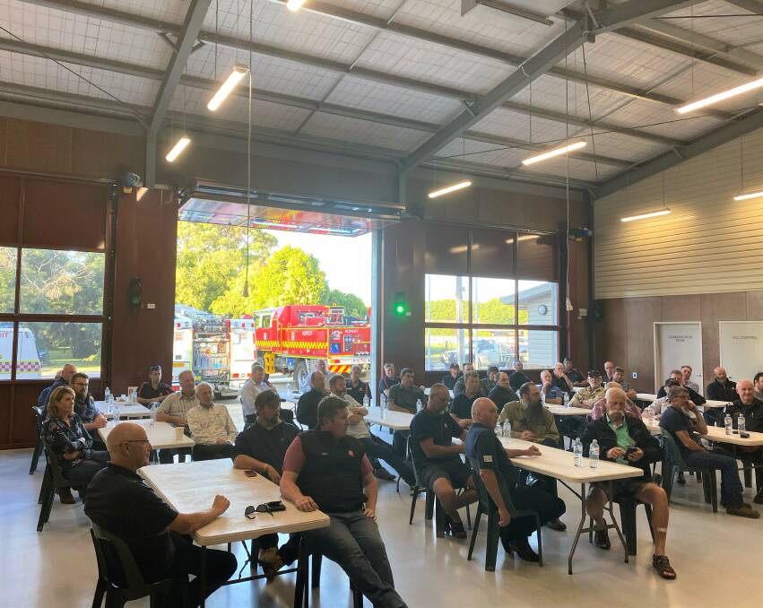 TUNED IN: CFA members from across Moyne at the Koroit station listening to an address from CFA Chief Officer Jason Heffernan.