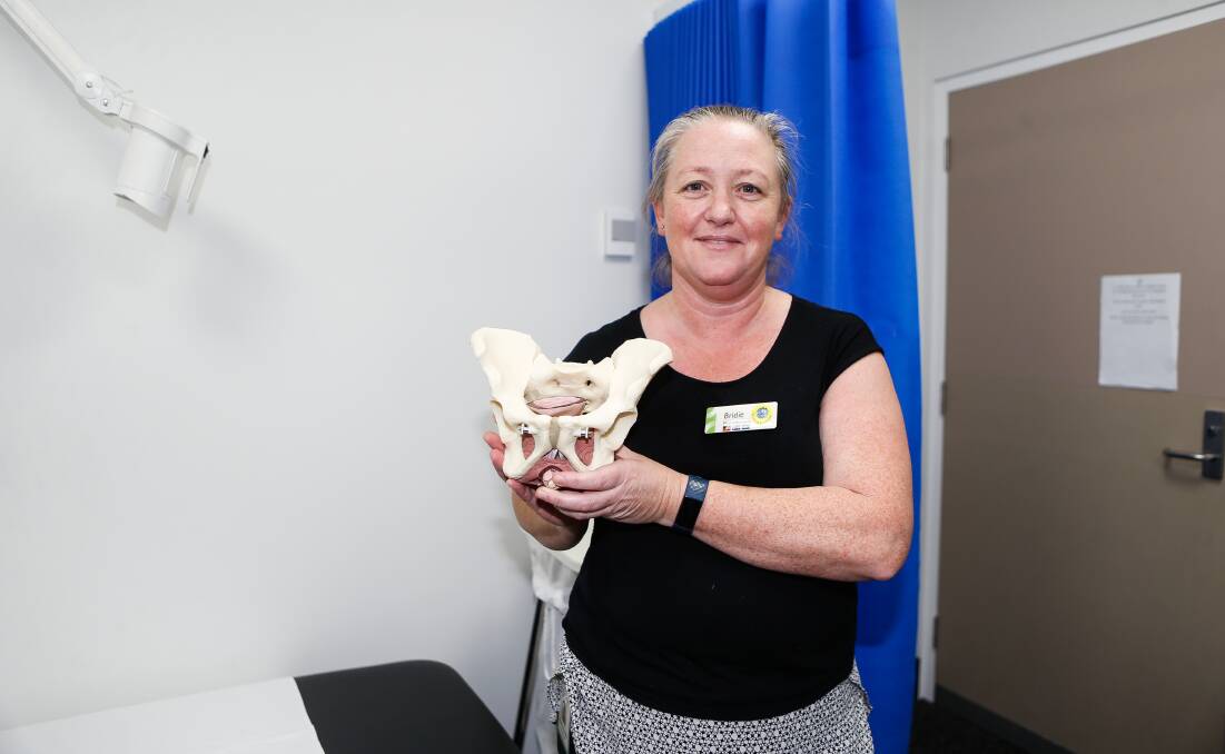 GOOD HEALTH: Pelvic Health, Continence and Maternity Physiotherapist at South West Healthcare Bridie Ontronen, with a cast model of the pelvic floor. Picture: Anthony Brady