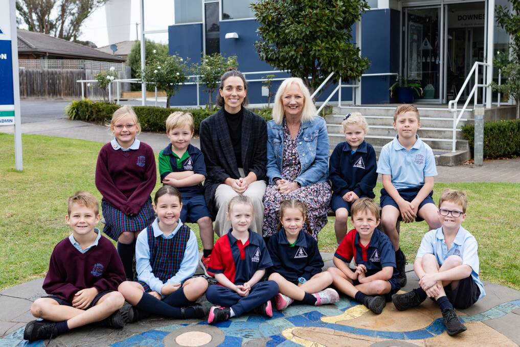 Port Fairy and Our Lady Help Of Christians students with Eliza and Sharon Dwyer. Picture by Anthony Brady