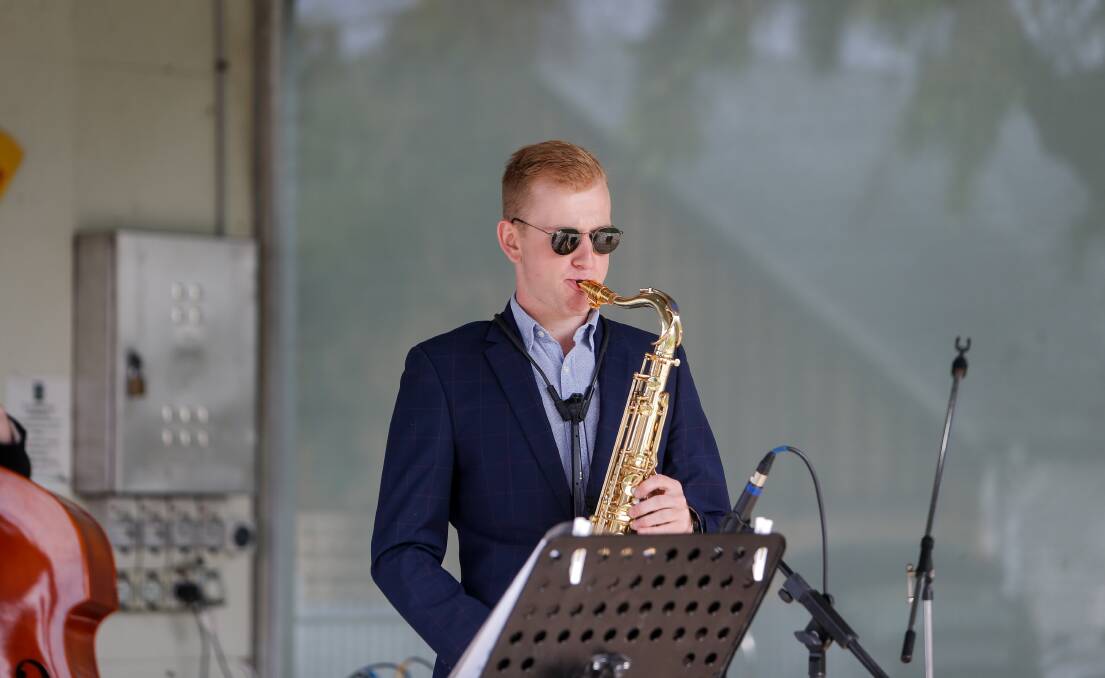 TUNED IN: Harry Quail from the Harry Quail Collective playing at the Port Fairy Jazz on the Green. Picture: Anthony Brady