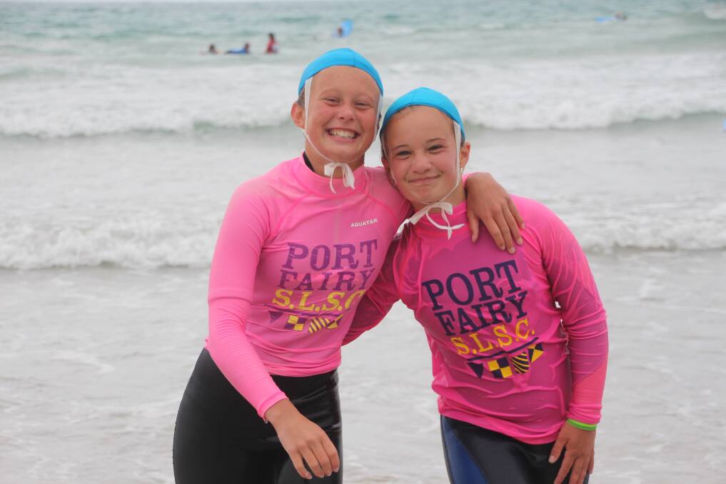 FUTURE: Demi Sharp and Maddison Lee are part of the Port Fairy Surf Life Saving Club's large group of Nippers. 