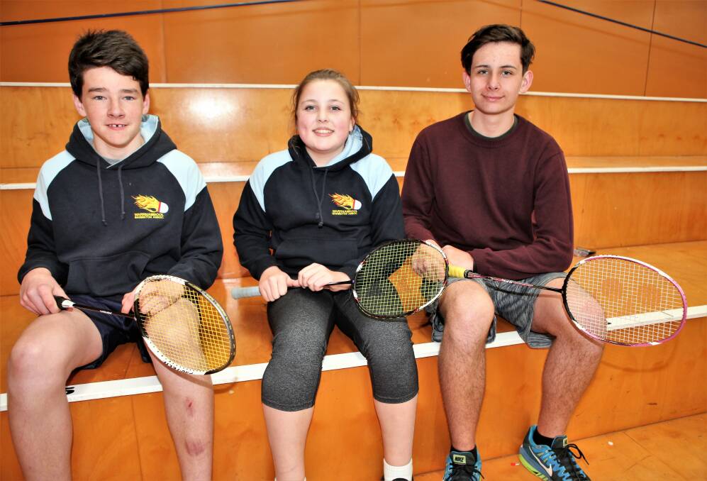 A HIT: Warrnambool Badminton Association players Charlie Patterson, Mikaela MacDonald and Jake Sapstead are keen for others to join them.