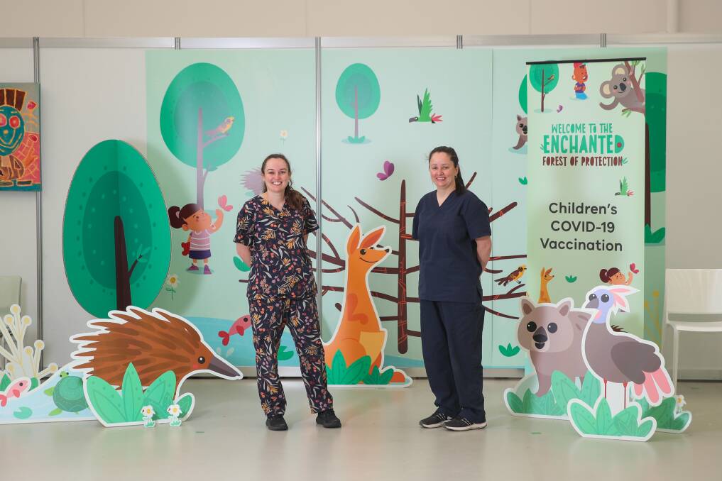 EAGER: Nurses Christa McLeod and Liz Turner are ready for the age 5-11 COVID vaccination program to roll out in Warrnambool at the vaccination centre. Picture: Morgan Hancock