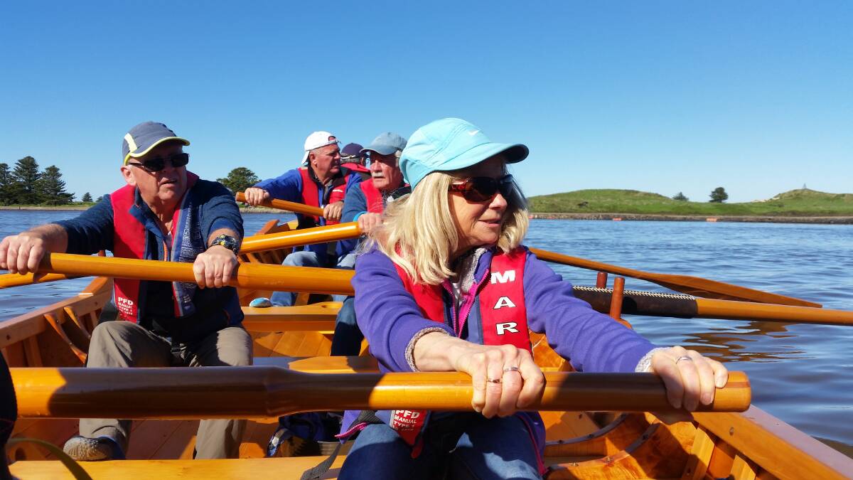 ON THE GO: Rowers lapped up the sunshine while out on the Moyne River in the Port Fairy Heritage Boat last weekend. 