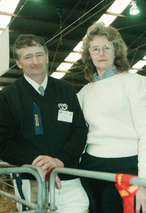 HIGH QUALITY: Wool growers David and Susan Rowbottom from St Helens, pictured in August, 1999. 