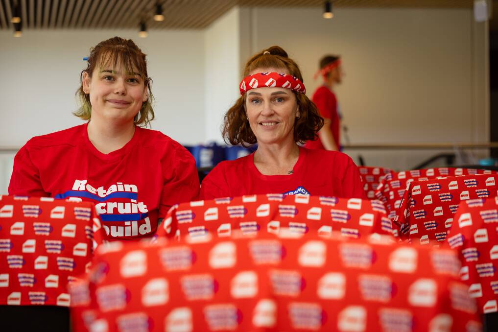 Warrnambool nurses Tegan Marsh and Michelle Oliver at the EBA meeting. Picture by Sean McKenna.