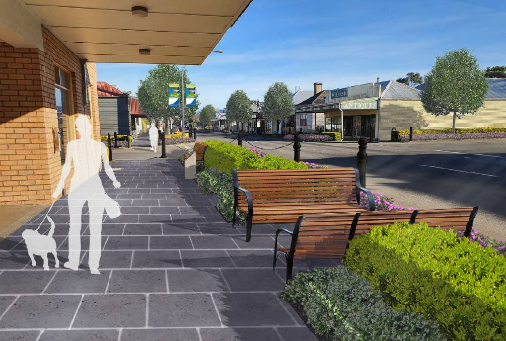 VISION: An artist's impression of what the footpath could look like in Commercial Road, near the Koroit Theatre. This image is part of a draft streetscape plan.